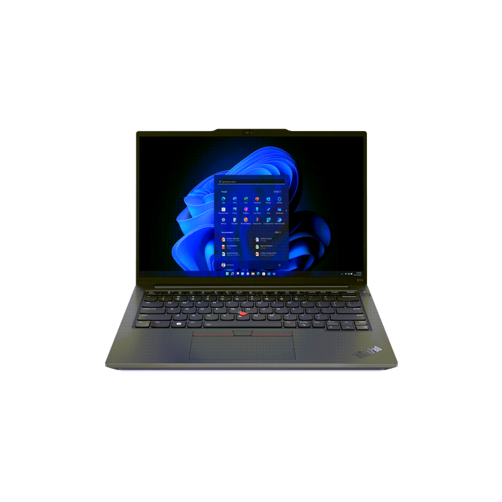 Laptop with a blue screen on a white background