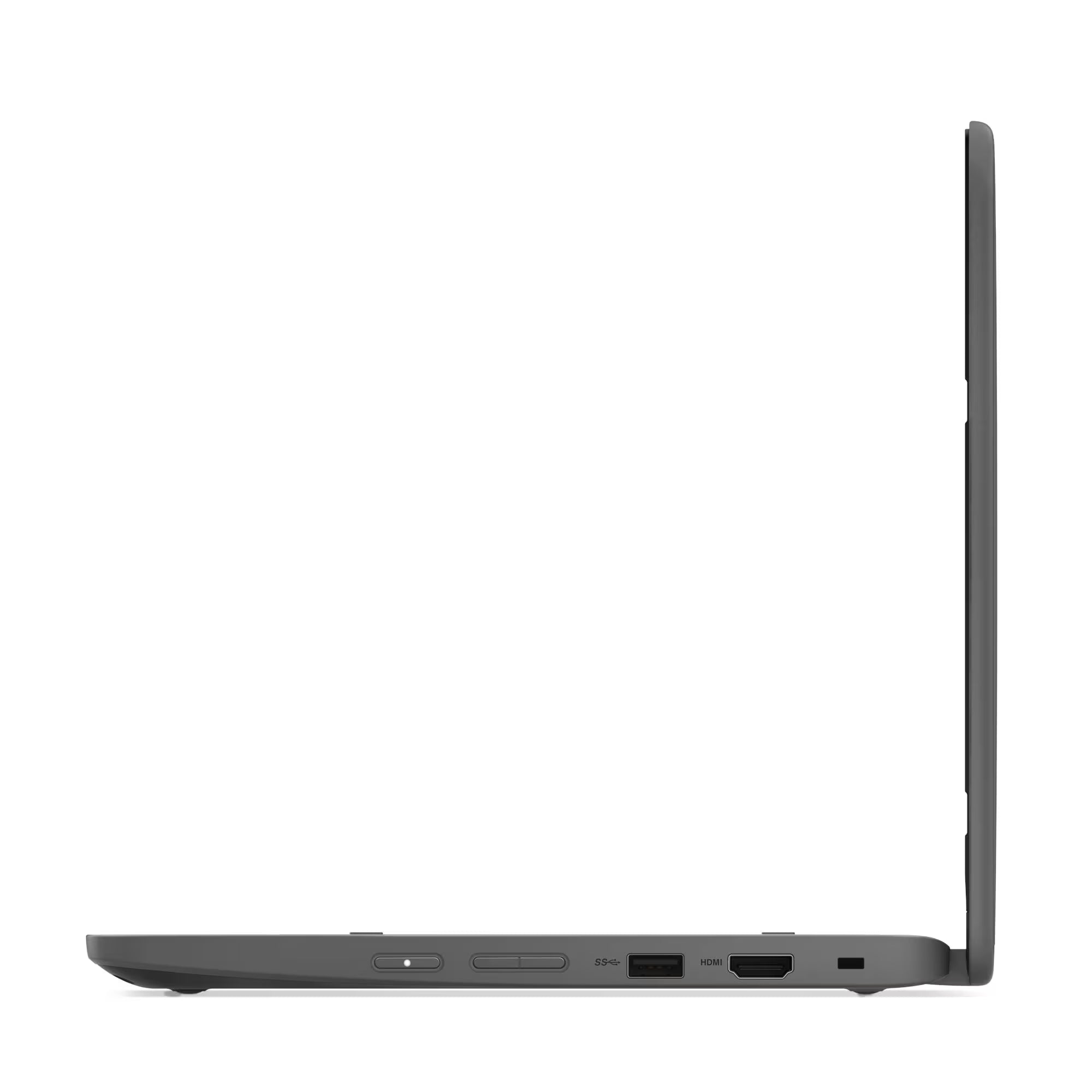 Side view of a laptop on a white background