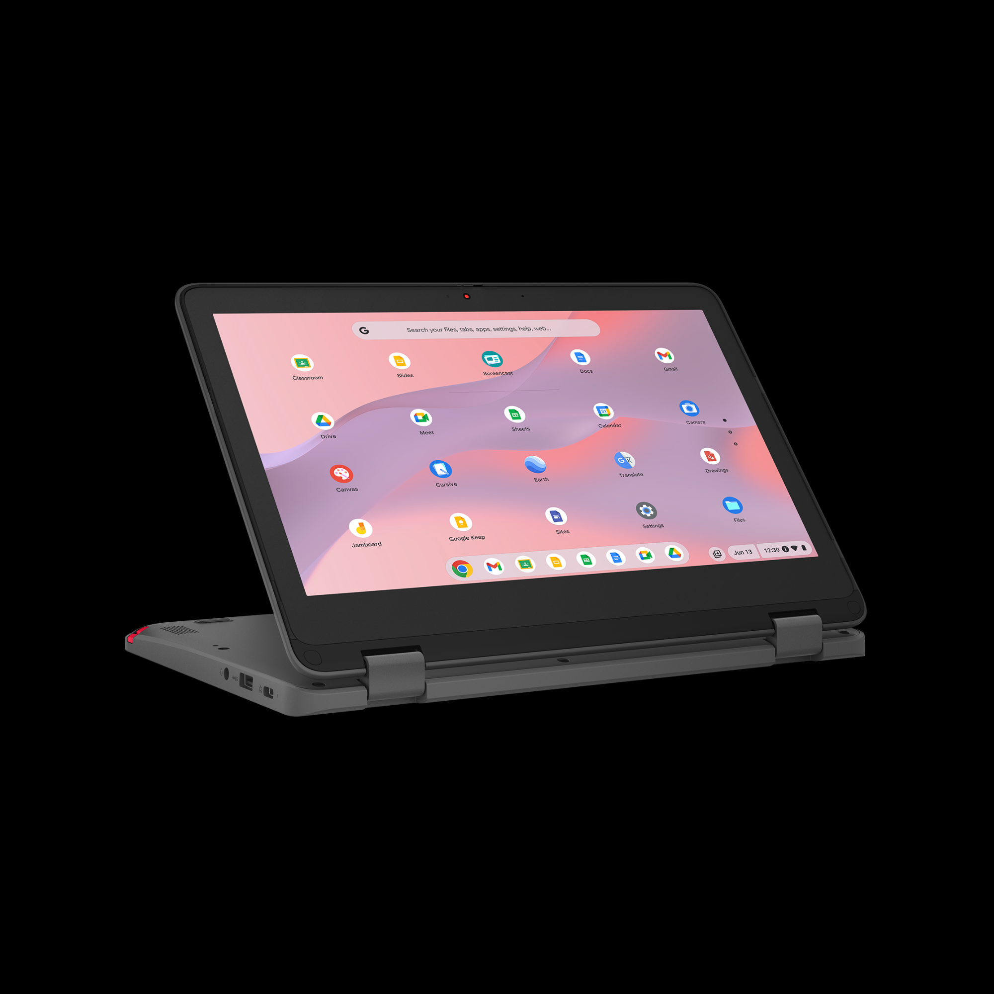 Laptop with a colorful display on a black background