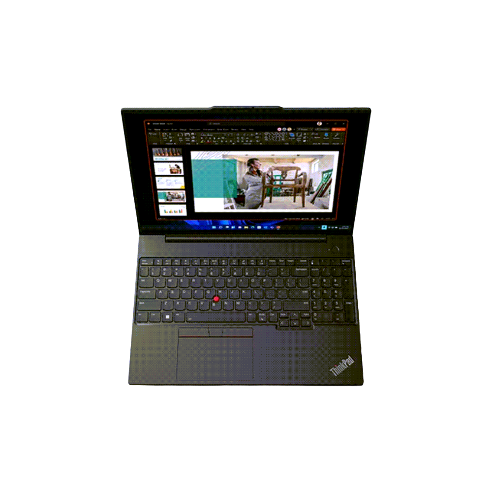 Laptop with ThinkPad branding on a white background