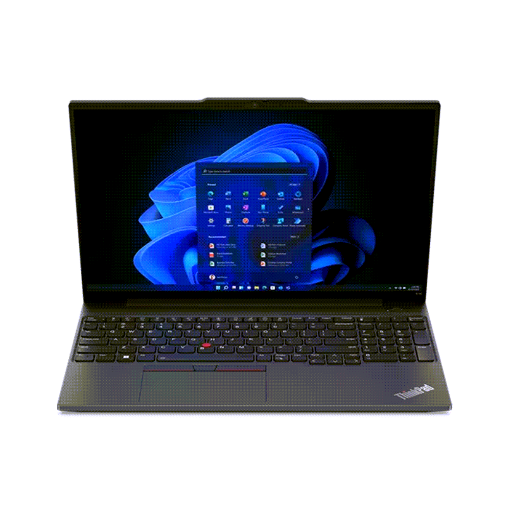 Laptop with a blue screen on a white background