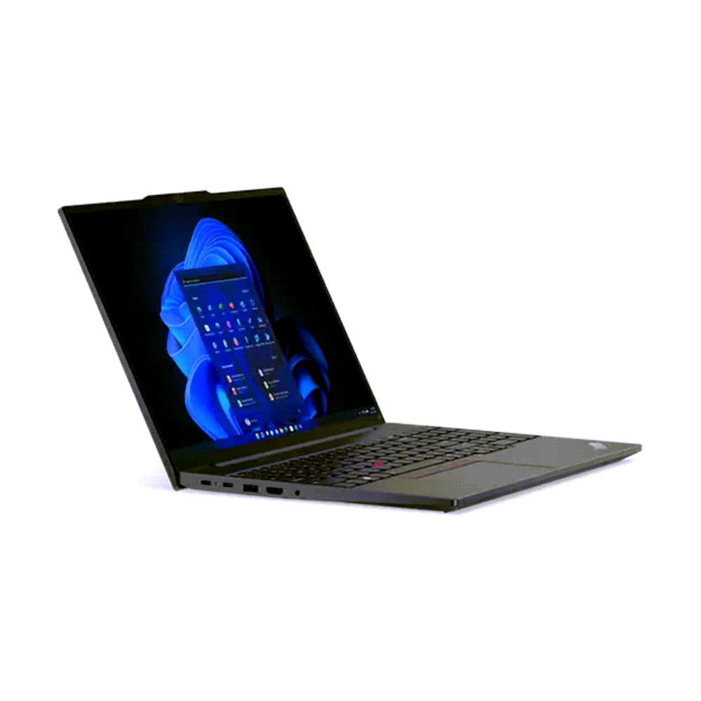 Laptop with a blue screen on a white background