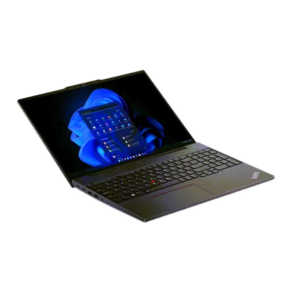 Laptop with a blue screen on a white background