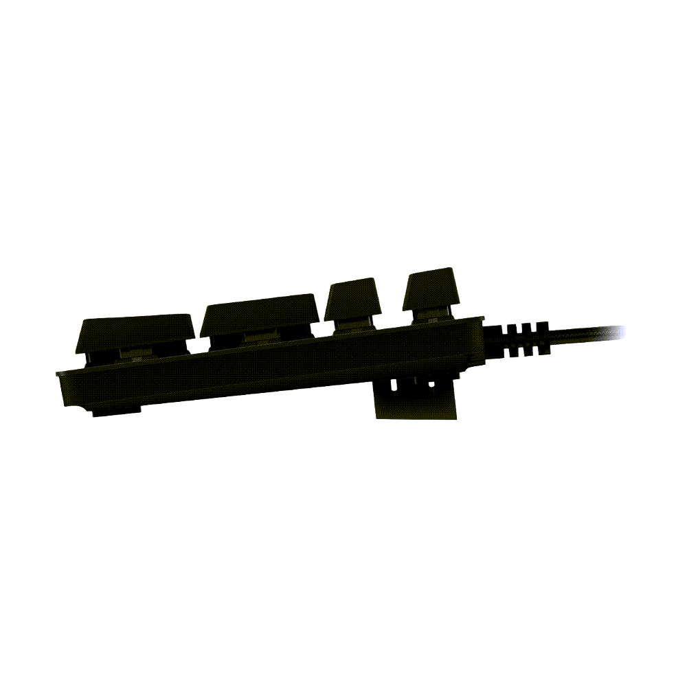 Black rectangular keyboard with keys on a white background
