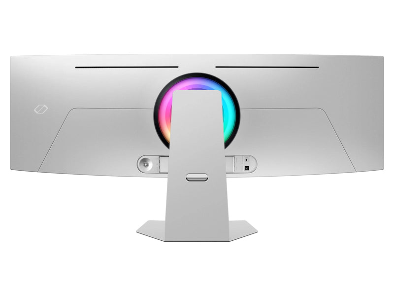 Monitor with a colorful ring light on a white background