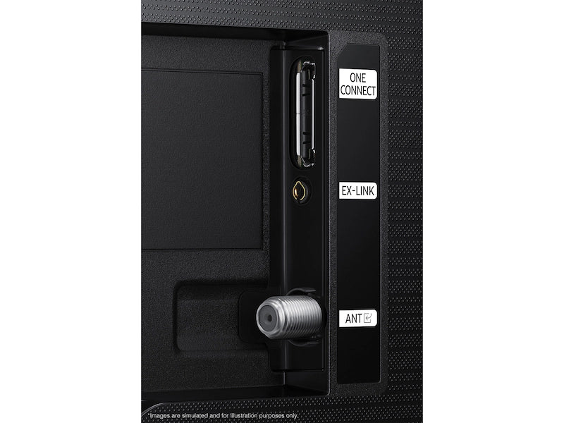 Close-up of a black electronic device with ports and labels on a white background