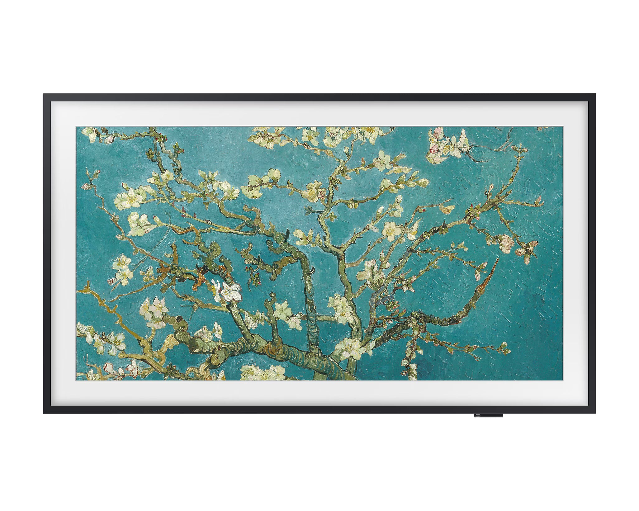 Framed artwork of Van Gogh's 'Almond Blossom' on a white background