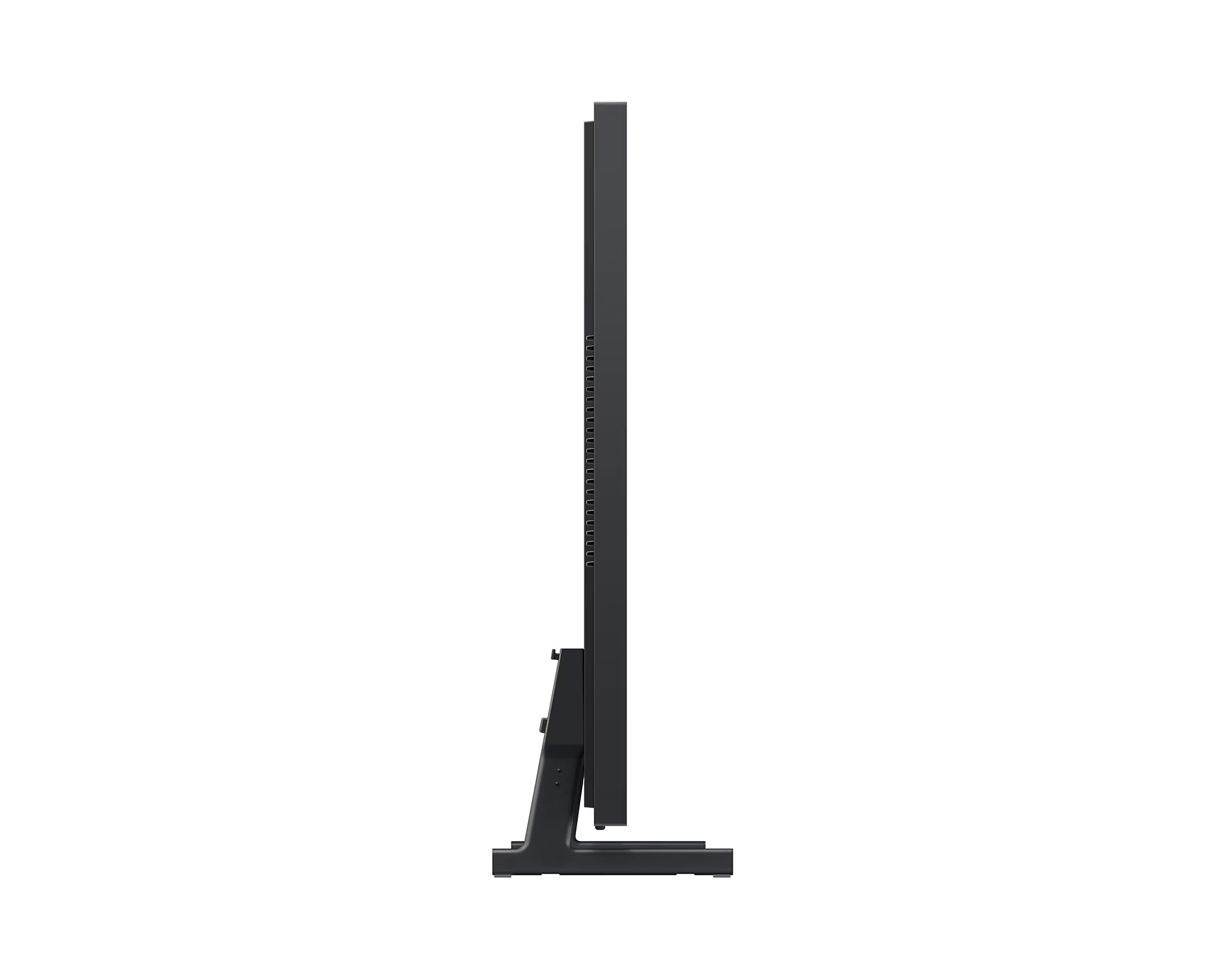 Black monitor stand on a white background