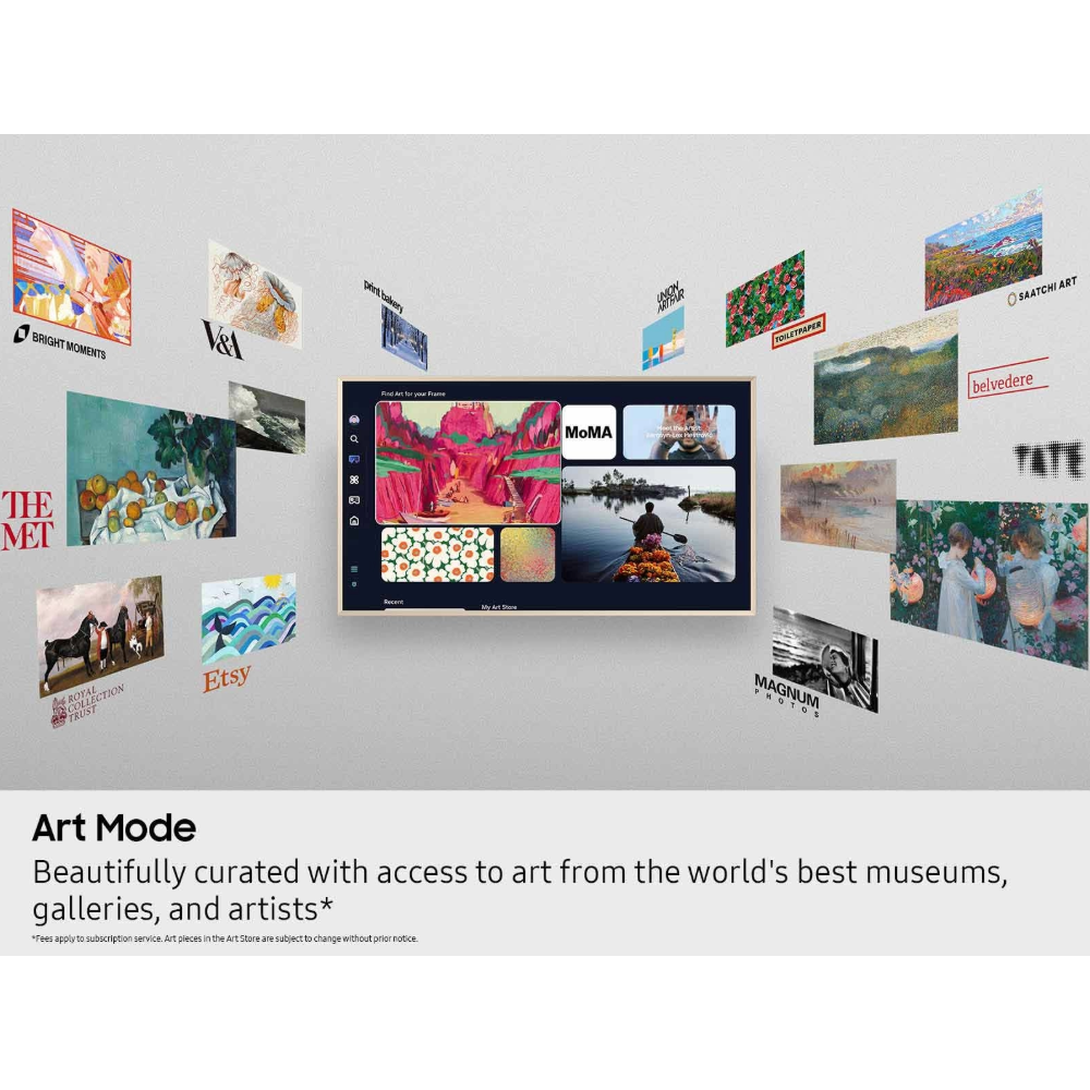 Tv with various media services surrounding the center TV