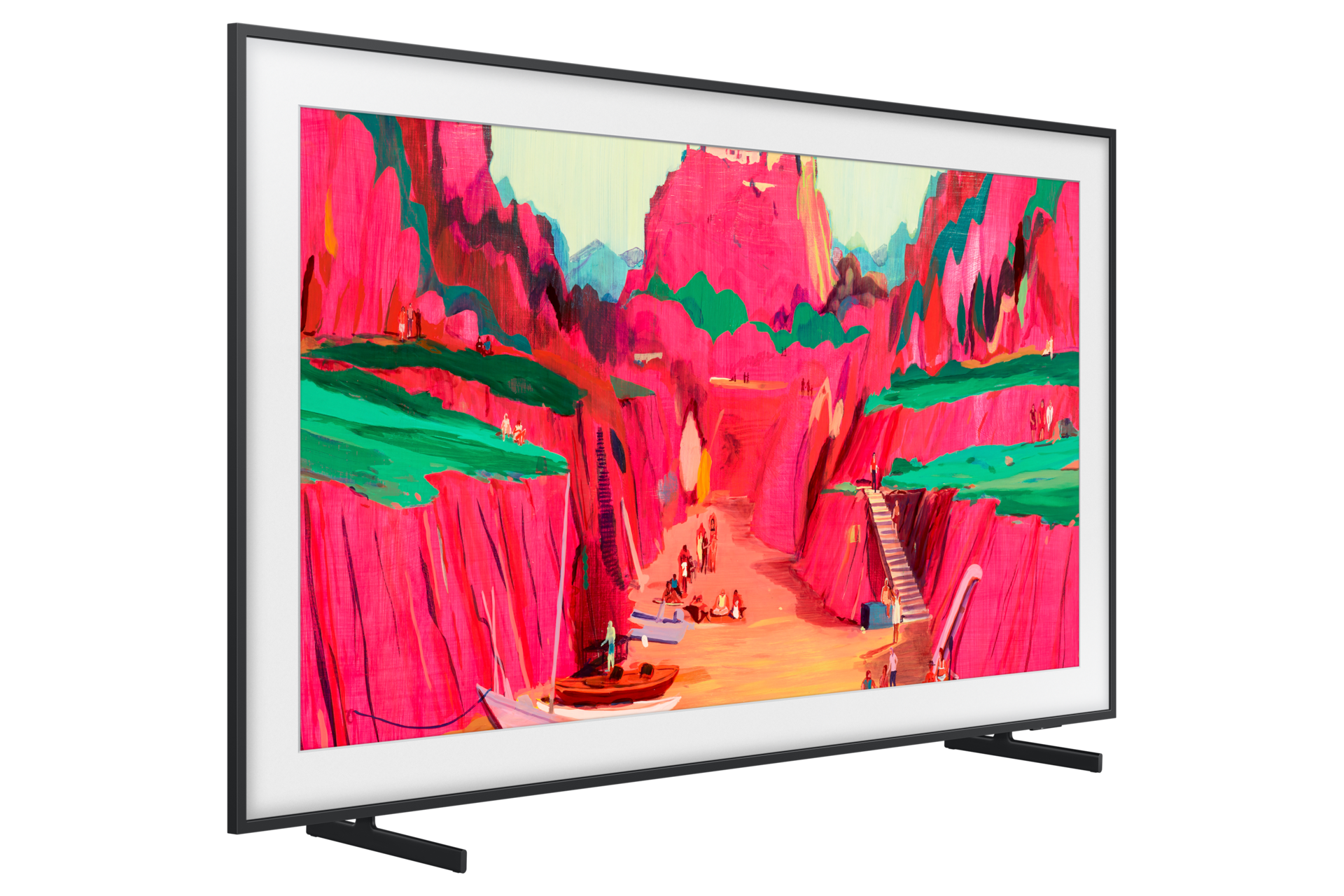 Smart TV displaying a vibrant, colorful scene on a white background