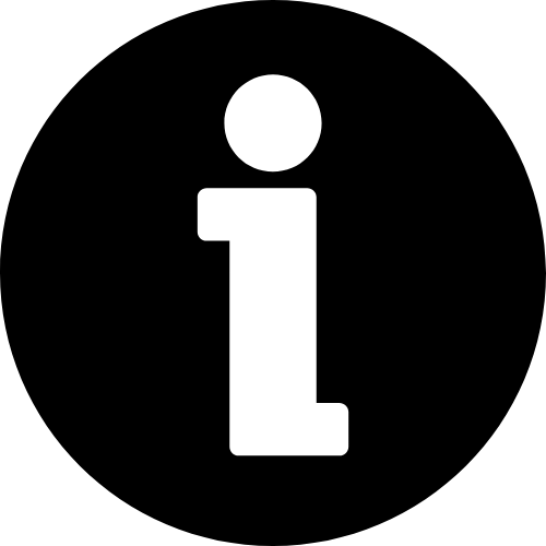 White 'i' symbol on a black circle
