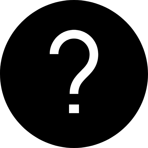 White question mark inside a black circle
