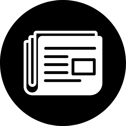 Icon of a newspaper on a black background