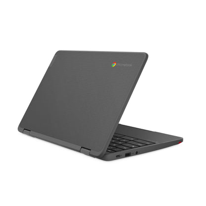 Laptop with a textured back cover on a white background