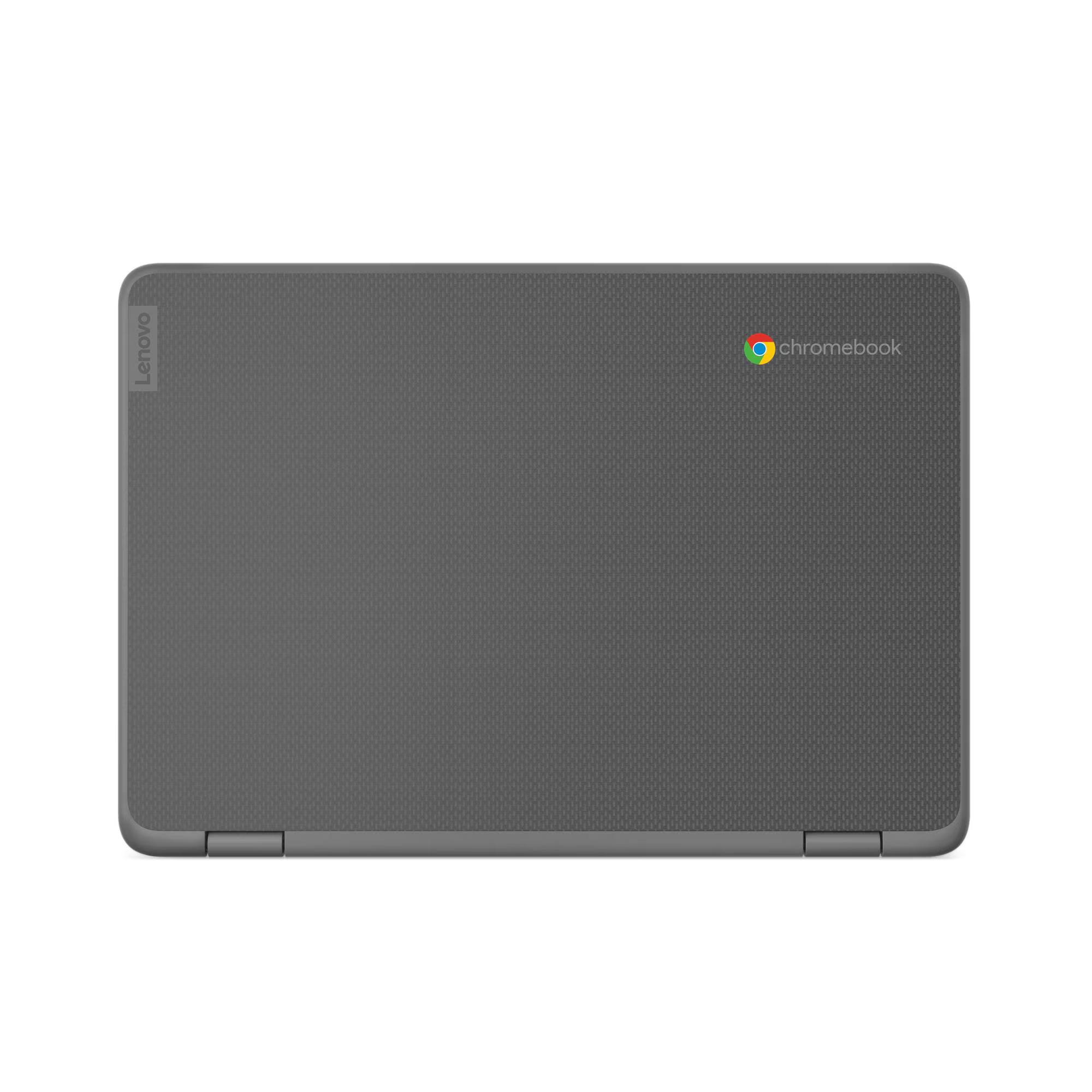 Lenovo Chromebook with visible brand logos on a white background