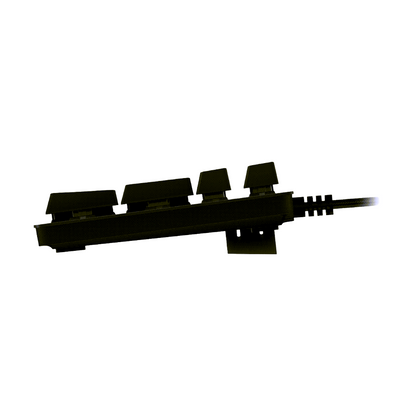 Black rectangular keyboard with keys on a white background