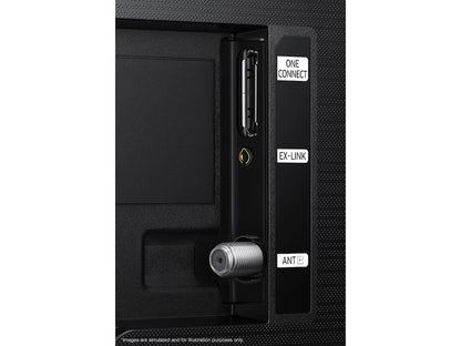 Close-up of a black electronic device with ports and labels on a white background
